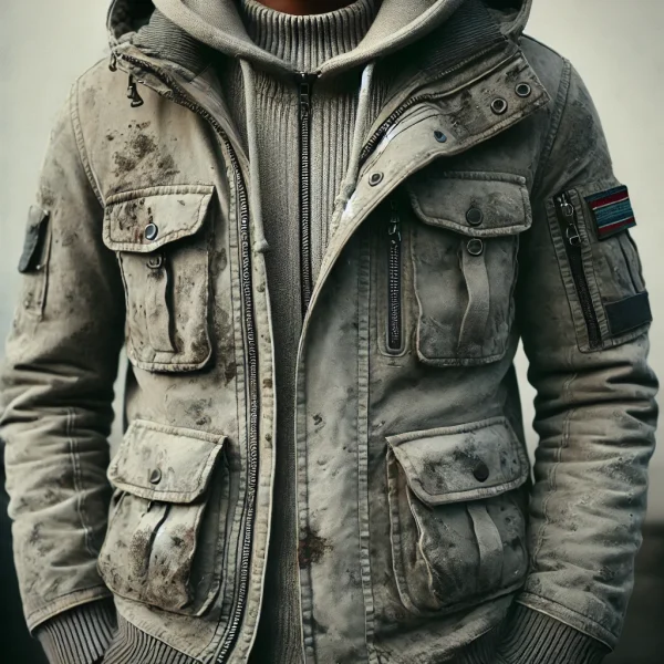 DALL·E 2024-07-29 14.41.41 - A photo of a person wearing a stylish jacket, suitable for cold weather, featuring a hood, multiple pockets, and a zipper closure. The jacket is visib